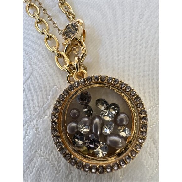 Laundry Floating Charm Circle Goldtone Chain Statement Necklace 19" NEW - Picture 2 of 10